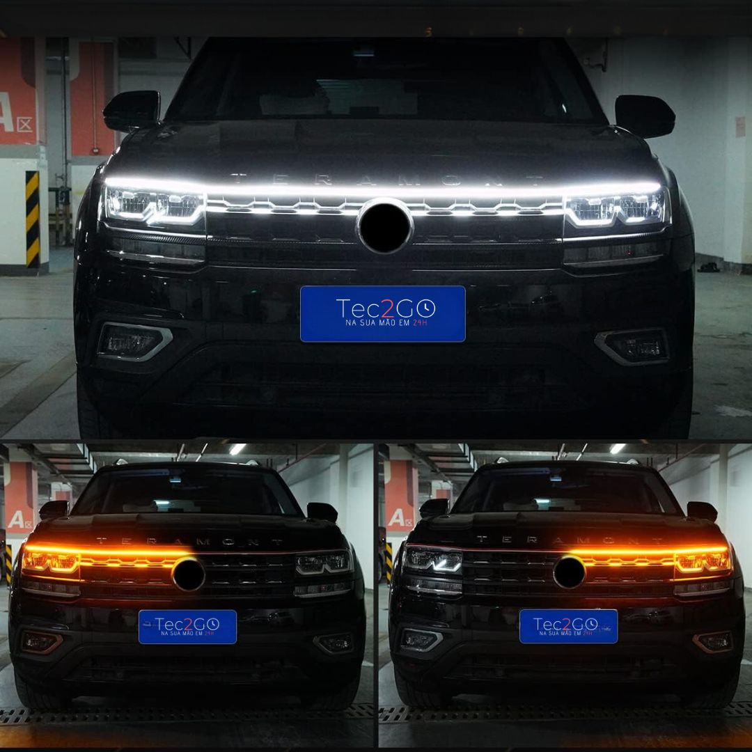 DRL Led Capô com Pisca Dinâmico para tornar a parte frontal do automóvel mais versátil e moderna, destacando-se dos outros carros na estrada