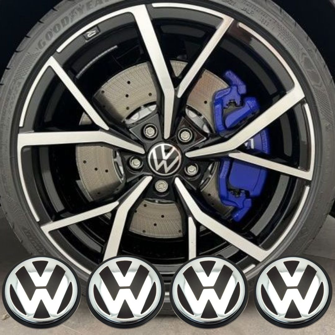 Emblemas de Centro de Jantes para pneu com marca automóvel volkswagen em preto, prateado e branco personalização roda