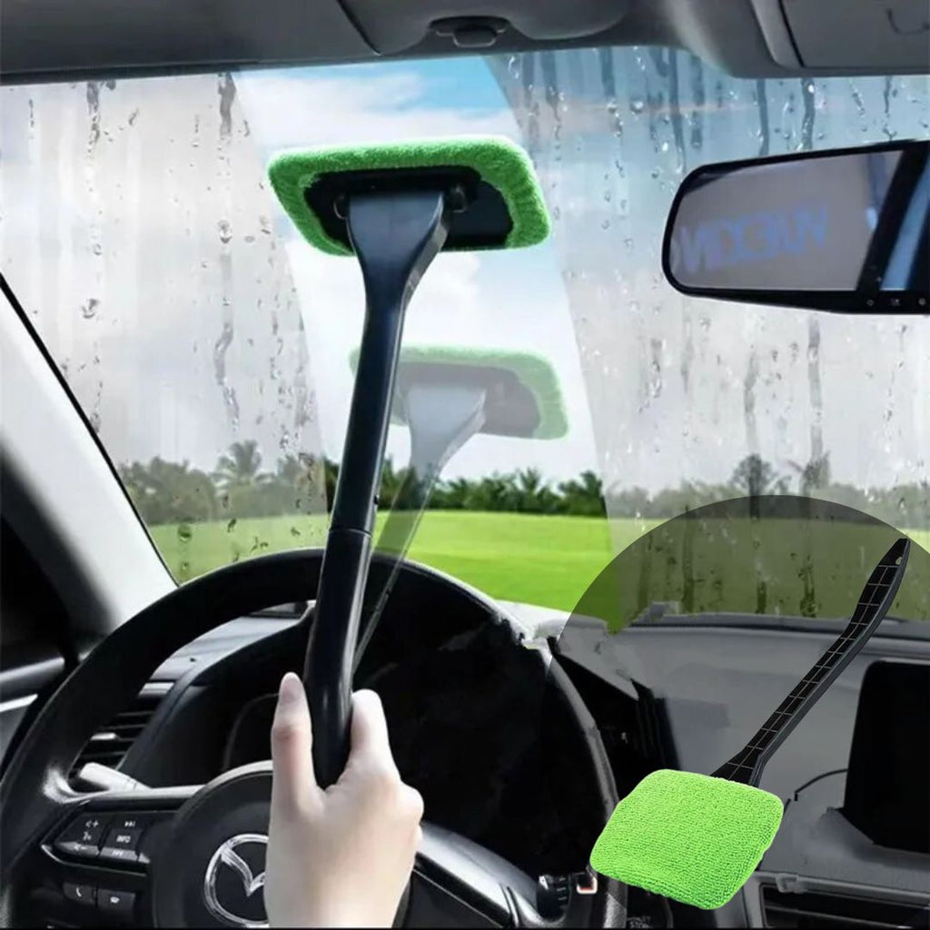 Esponja de Microfibra verde com Cabo para limpeza dos vidros para-brisas e painel tablier do automóvel