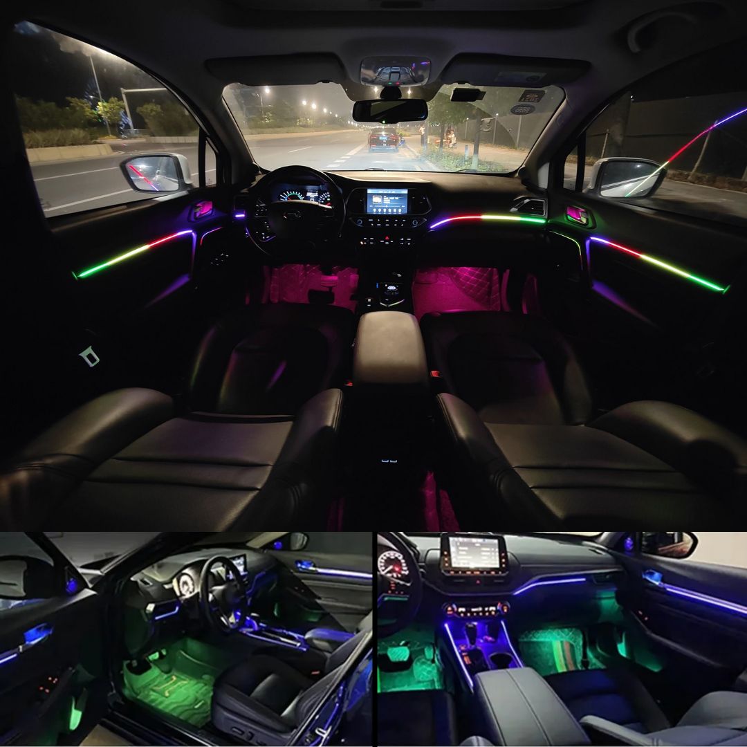 Led Acrílico 18 em 1 ideal para interior tablier portas do carro com várias cores rgb e controlo smartphone telemóvel
