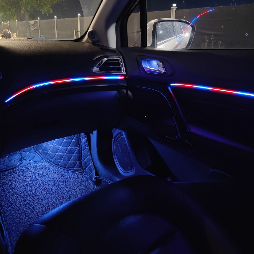 Led Acrílico 18 em 1 ideal para interior tablier portas do carro com várias cores rgb e controlo smartphone telemóvel