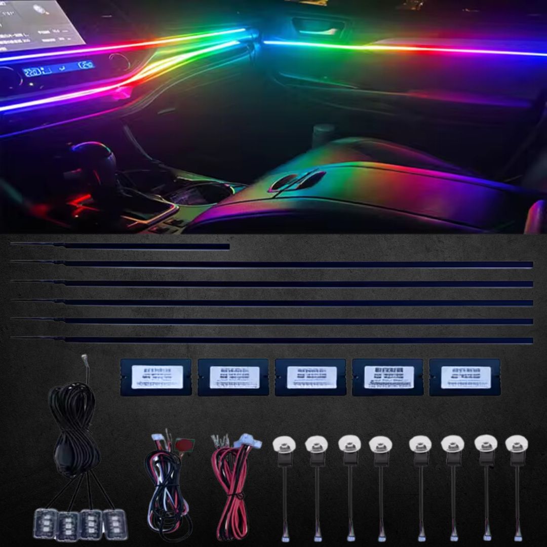 Led Acrílico 18 em 1 ideal para interior tablier portas do carro com várias cores rgb acessórios incluídos