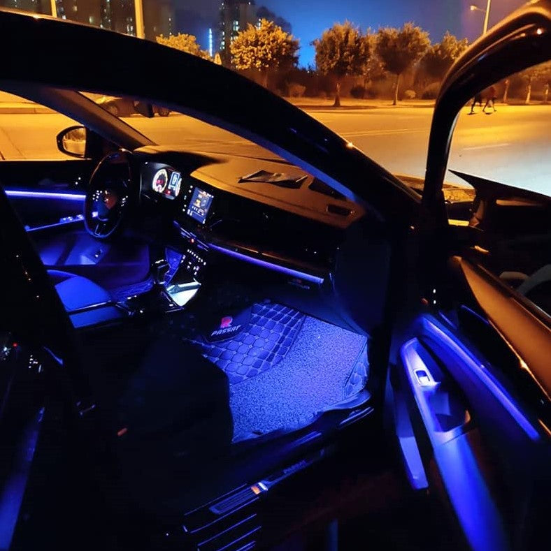 LEDs Interior 9 em 1 iluminação carro automóvel exemplo em carro na cor azul