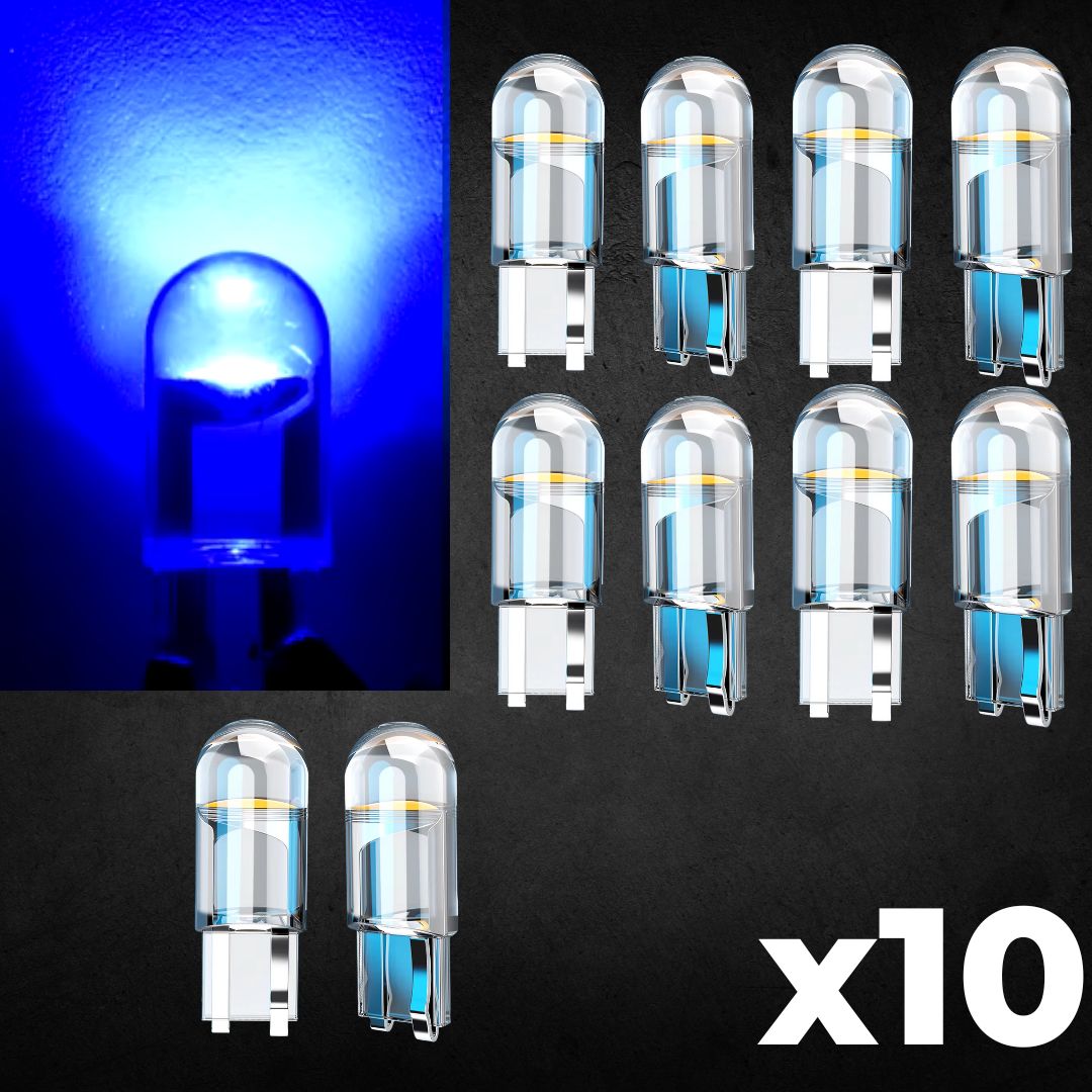 lâmpadas t10 para carro automóvel para faróis, matrícula, painel cor azul