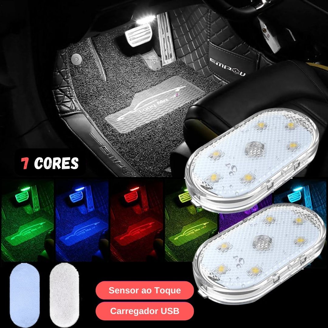 luz portátil para iluminar 7 cores disponíveis para o interior do carro automóvel vários modos de iluminação controlo touch verde, vermelho, azul 