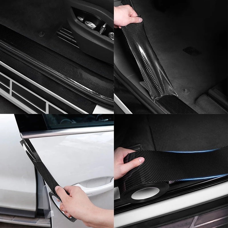 Várias aplicações de película de carbono em diferentes partes de um carro para personalizar o interior do automóvel