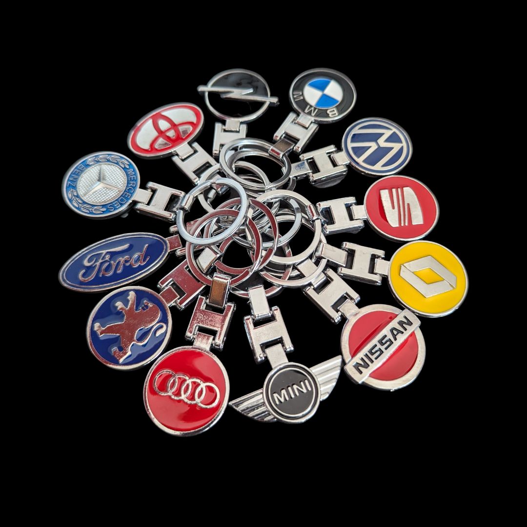 Porta-Chaves com vários Logótipos de marcas de carro bmw, mercedes, ford, peugeot, audi, mini, nissan, renault, seat, volkswagen, opel, toyota
