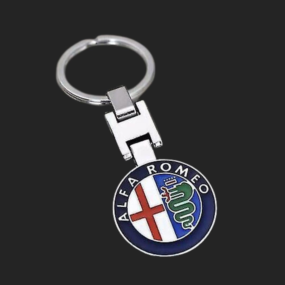 Porta-Chaves com o logótipo marca Alfa Romeo com as cores azul, verde, vermelho e branco ideal para fãs e amantes de automóveis