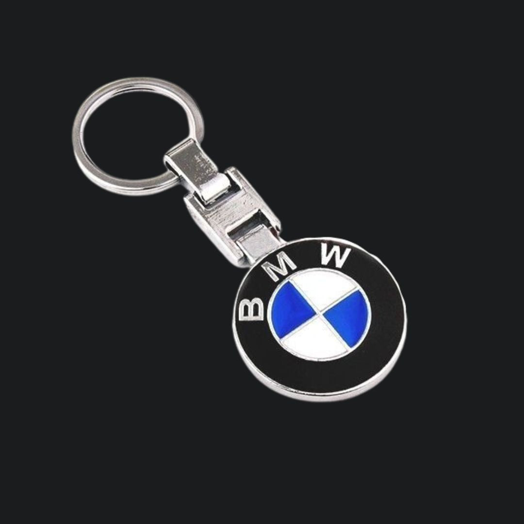 Porta-Chaves com o logótipo e marca bmw em preto, branco e vermelho, ideal para amantes e fãs de carros automóvel