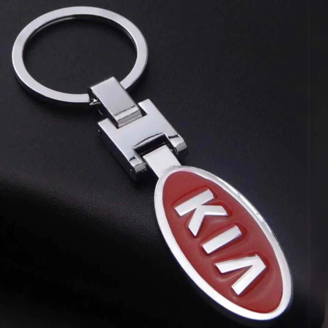 Porta-Chaves com o logótipo e marca kia em vermelho ideal para amantes e fãs de carros automóvel