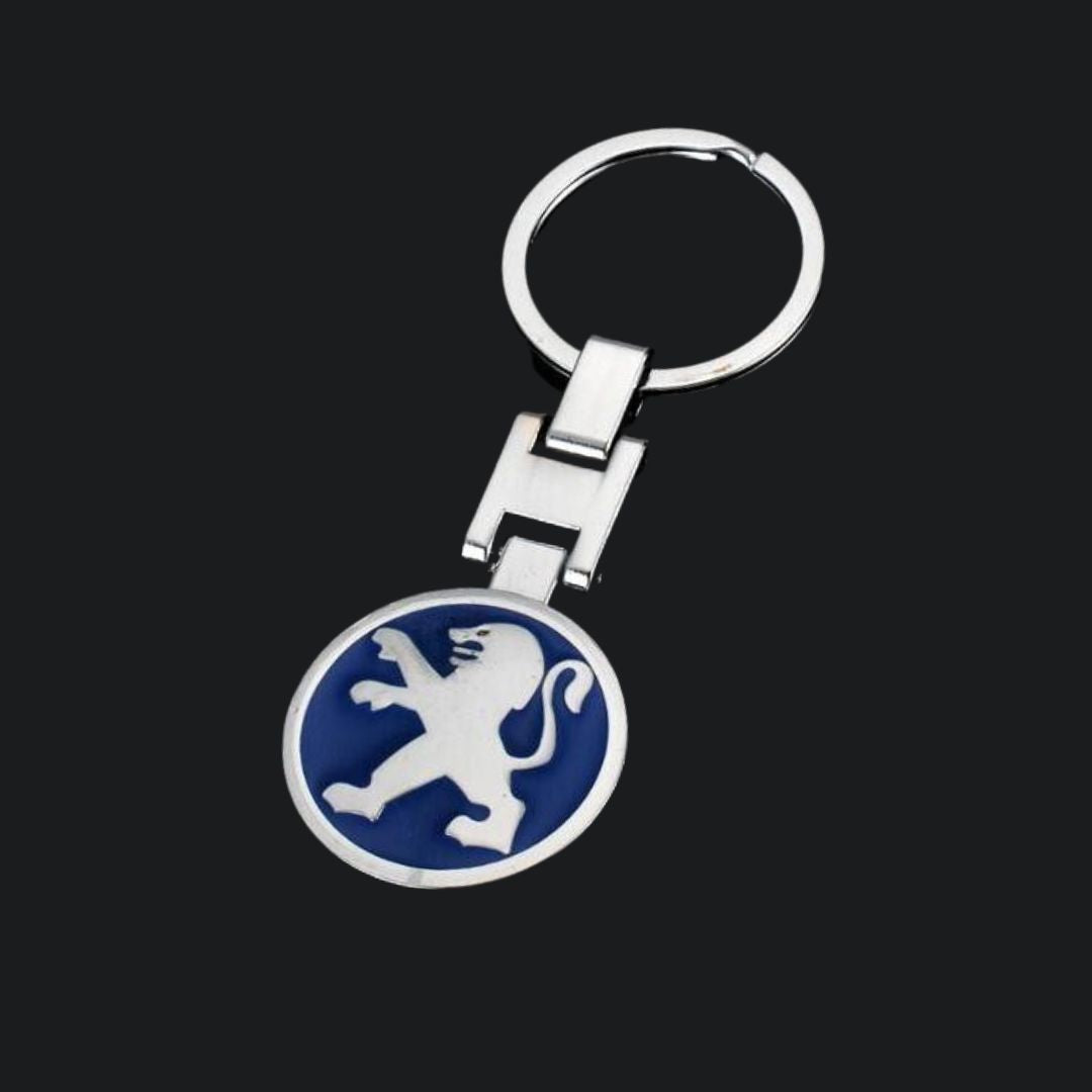 Porta-Chaves com o logótipo e marca Peugeot em azul ideal para amantes e fãs de carros automóvel