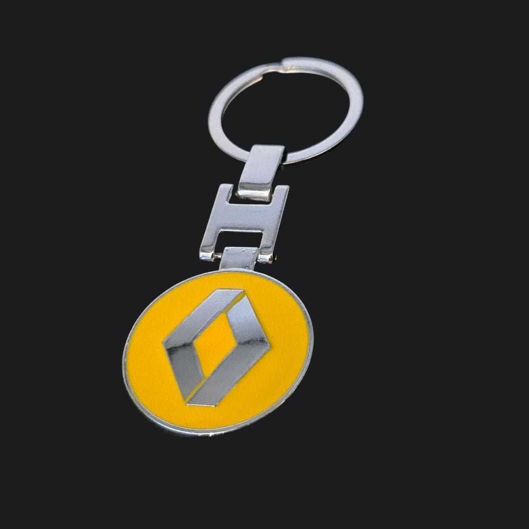 Porta-Chaves com o logótipo e marca renault em amarelo ideal para amantes e fãs de carros automóvel