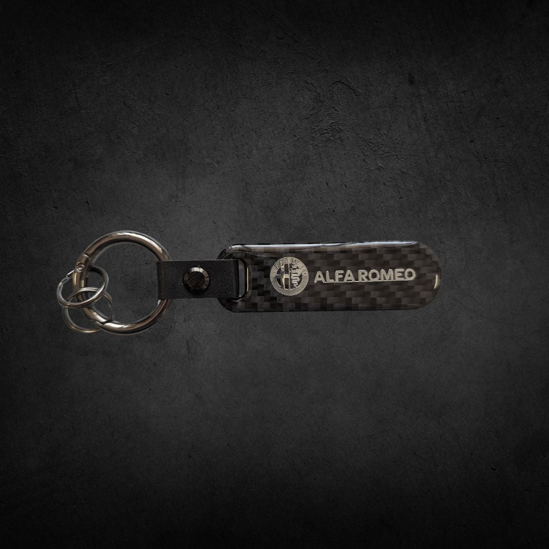 Porta Chaves com Logótipo do carro em carbono da marca alfa romeo automóvel preto com argola