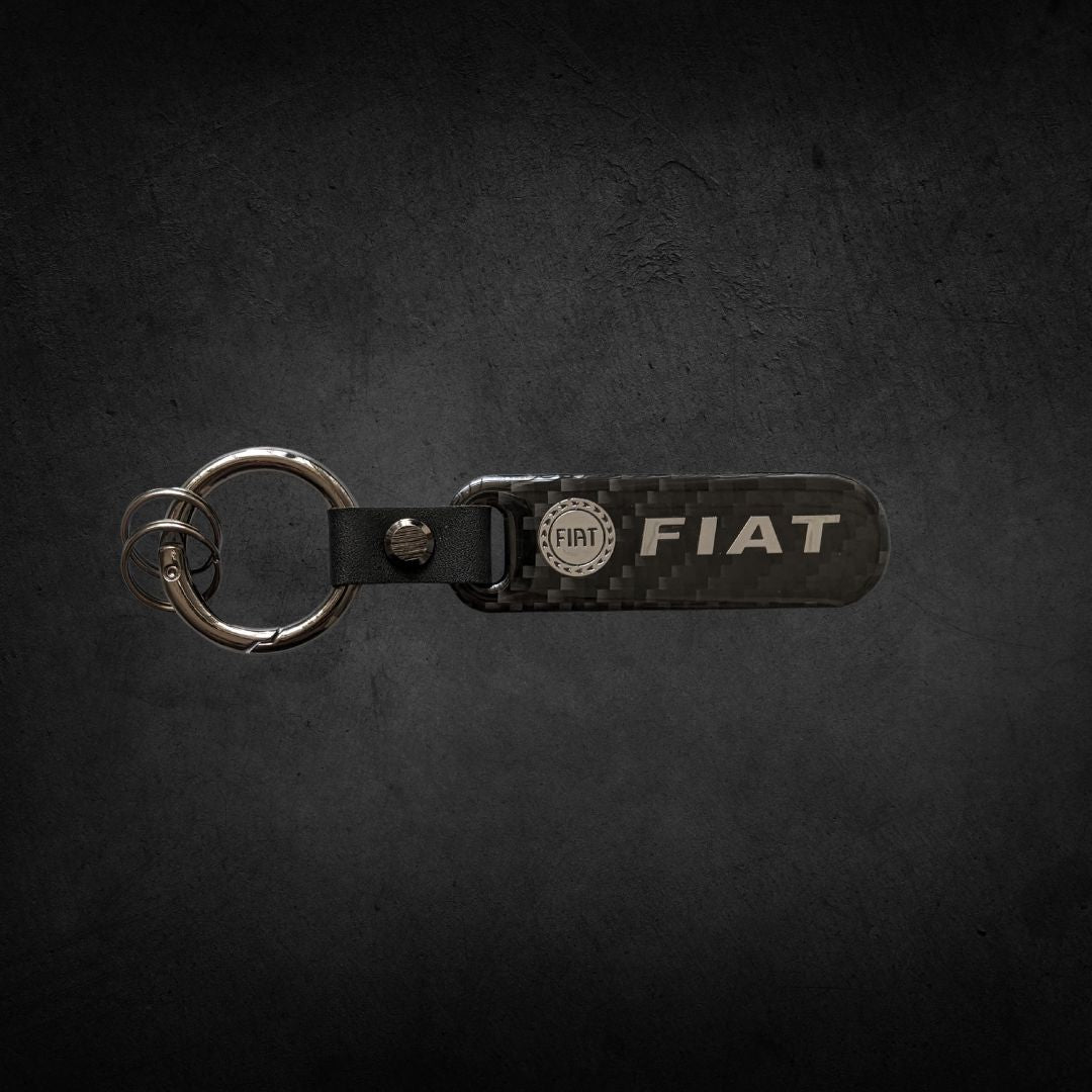 Porta Chaves com Logótipo do carro em carbono da marca fiat automóvel preto com argola