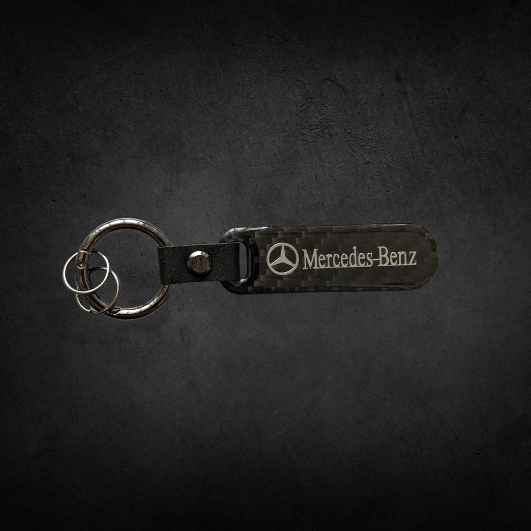 Porta Chaves com Logótipo do carro em carbono da marca mercedes benz automóvel preto com argola