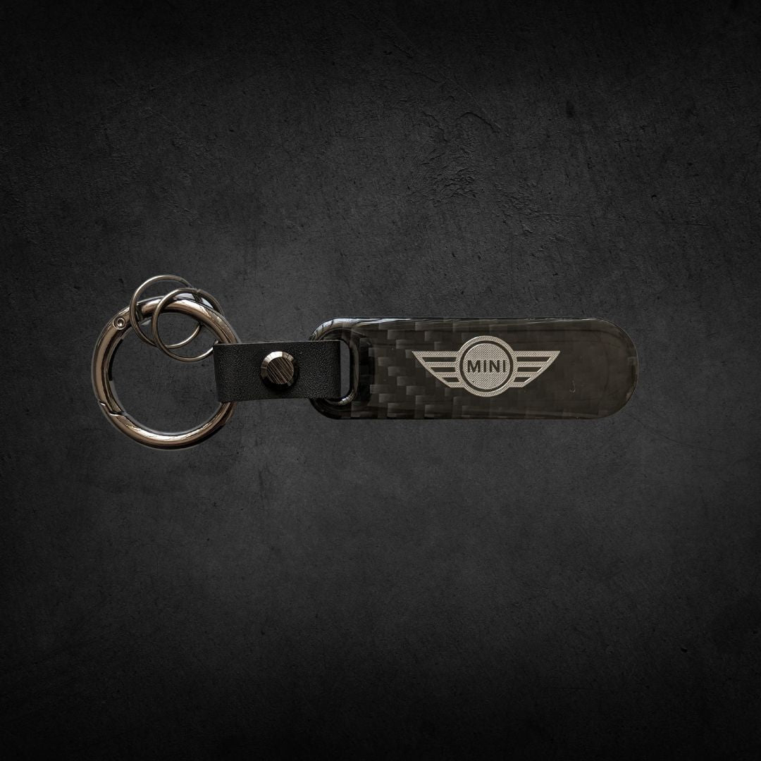 Porta Chaves com Logótipo do carro em carbono da marca mini automóvel preto com argola