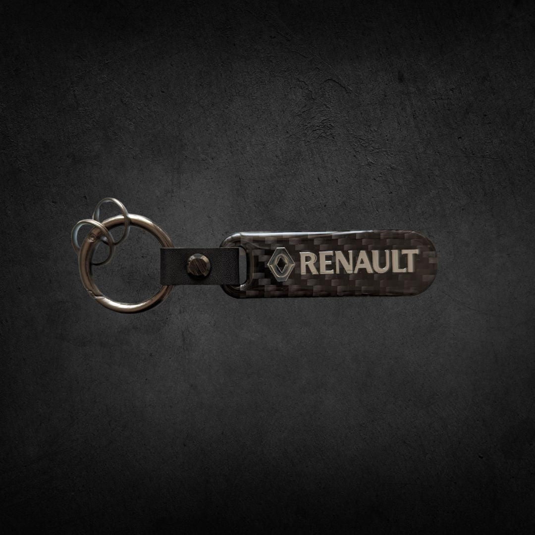 Porta Chaves com Logótipo do carro em carbono da marca renault automóvel preto com argola