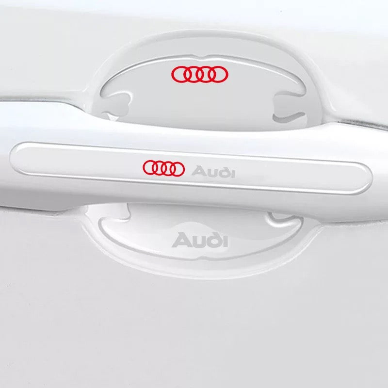 Proteção Anti-Riscos com Logótipo em Gel para os puxadores de porta transparentes com a marca audi para carro automóvel