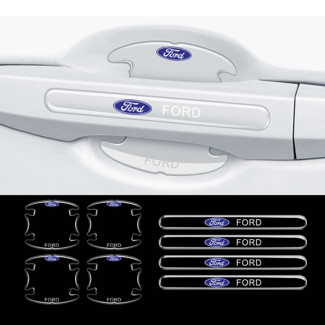Proteção Anti-Riscos com Logótipo em Gel para os puxadores de porta transparentes com a marca ford para carro automóvel