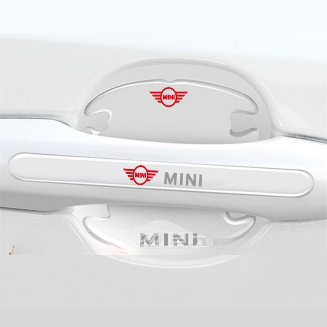 Proteção Anti-Riscos com Logótipo em Gel para os puxadores de porta transparentes com a marca mini para carro automóvel