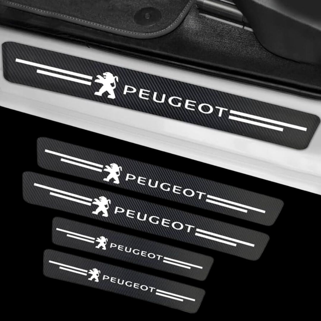 Proteção Soleiras Logótipo Peugeot para proteger o interior do carro automóvel