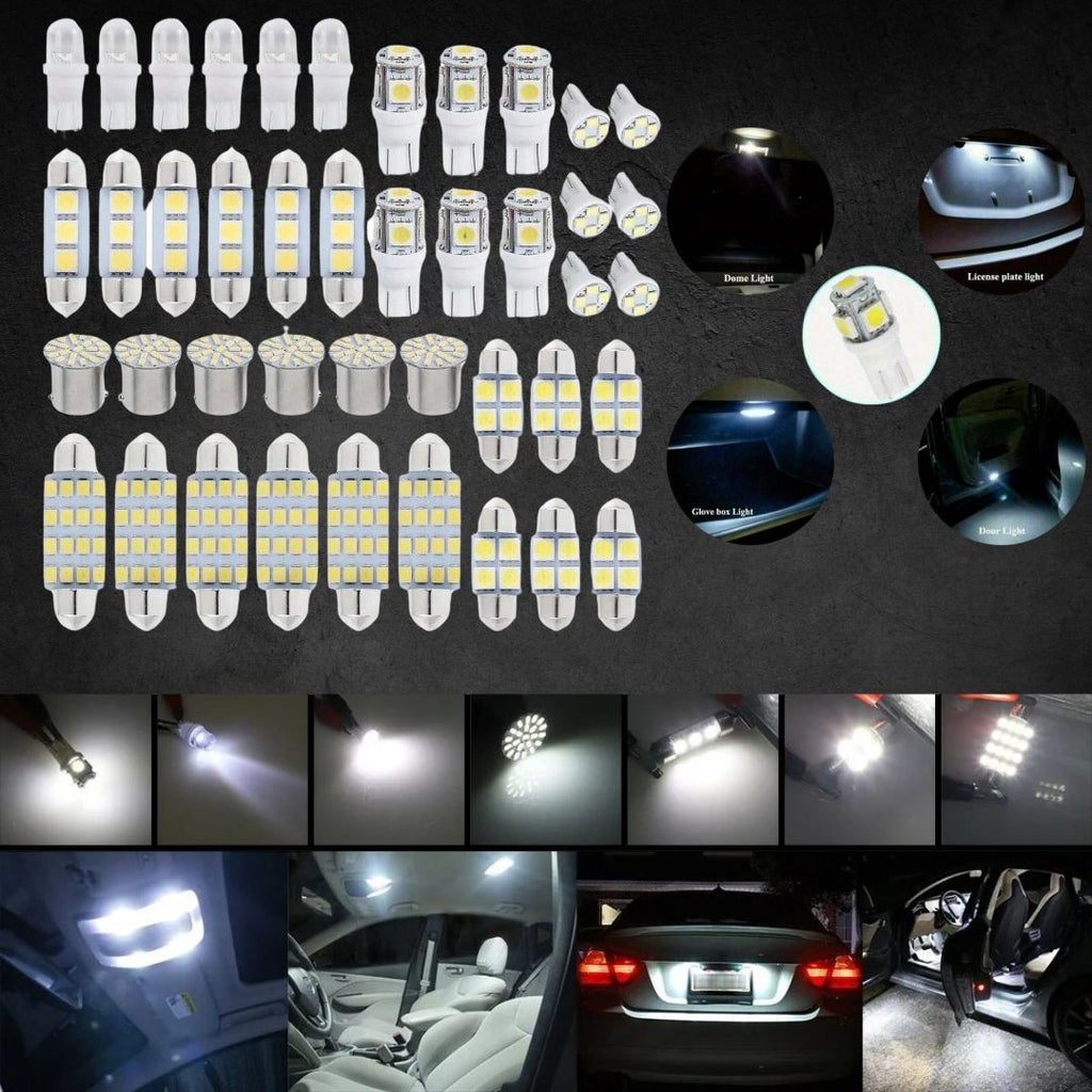 Pack de 42 Lâmpadas LED para substituir todas as luzes essenciais do carro automóvel luzes internas externas led branco