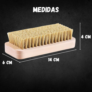 escova de cerdas naturais em madeira para limpeza de estofos, bancos e tecidos automóvel carro dimensões