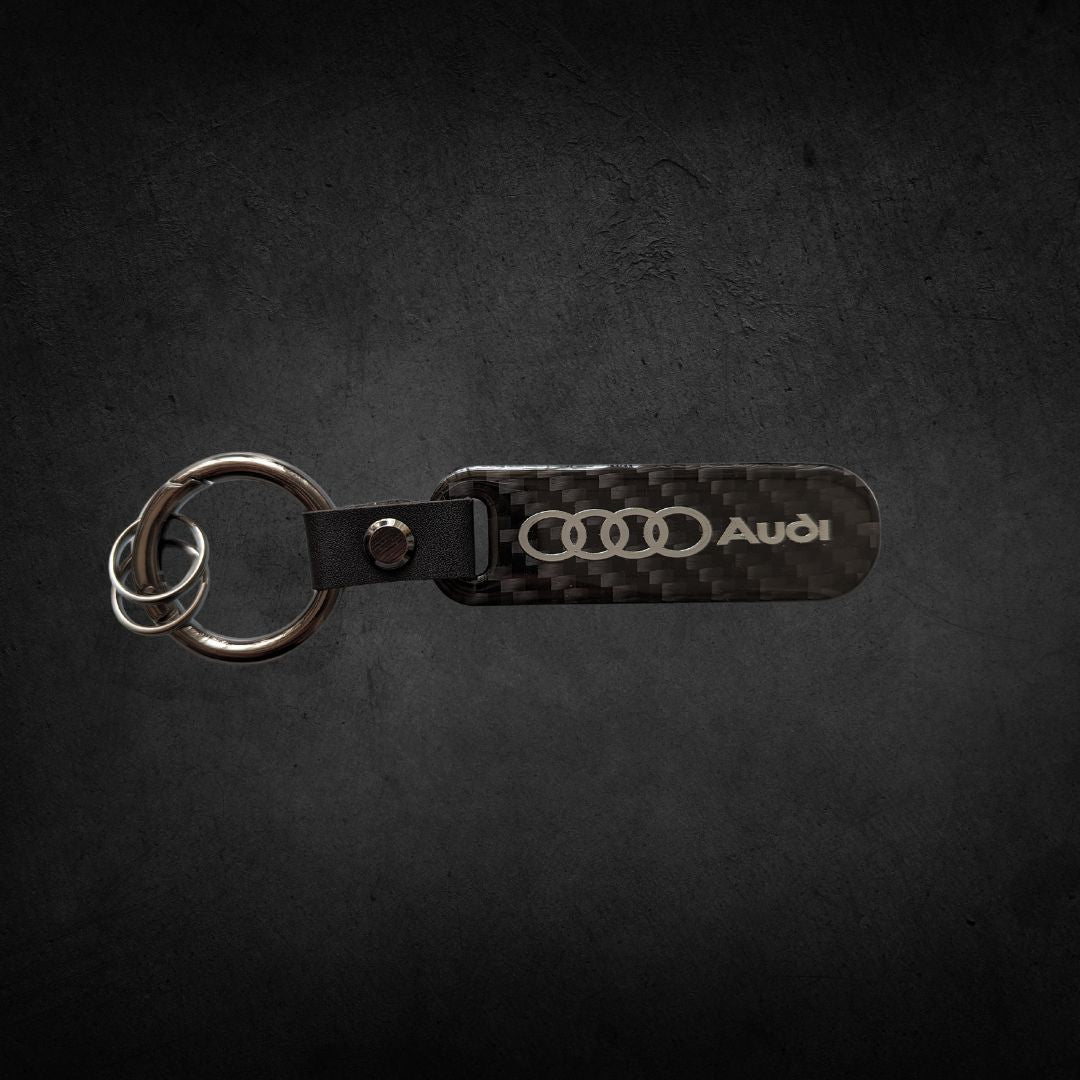 Porta Chaves com Logótipo do carro em carbono da marca audi automóvel preto com argola