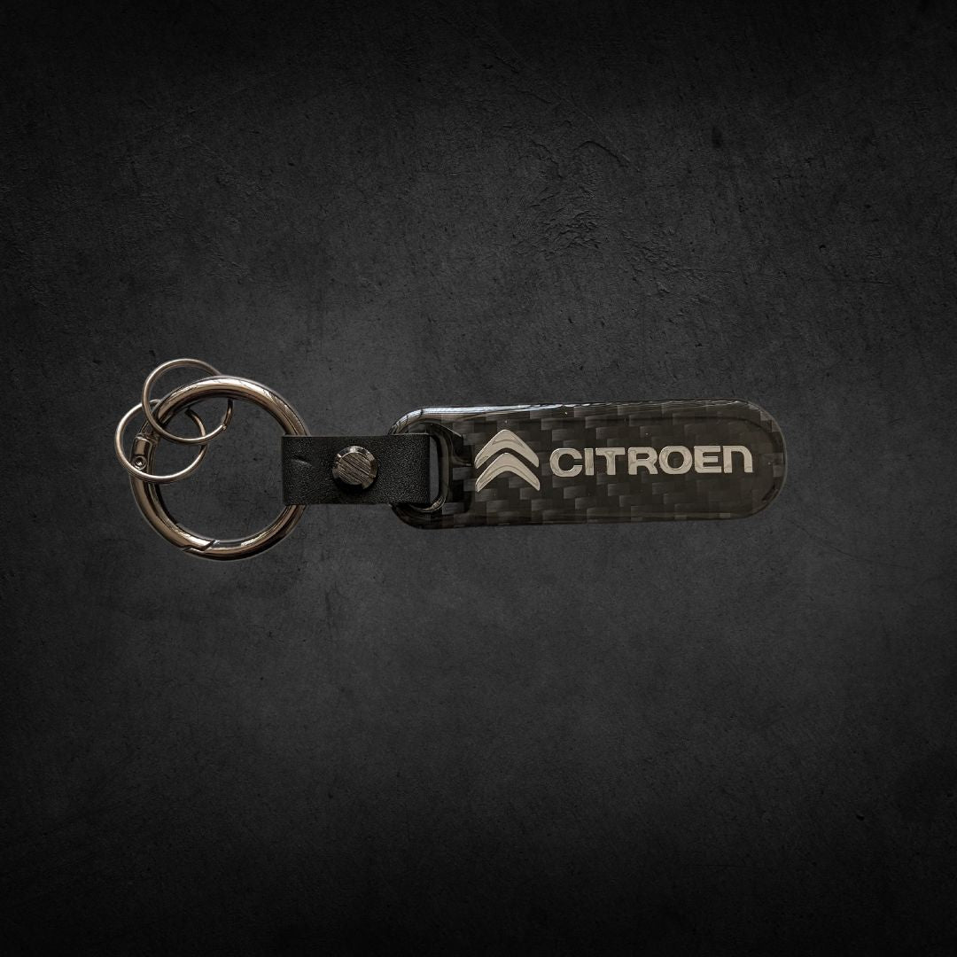 Porta Chaves com Logótipo do carro em carbono da marca ctiroen automóvel preto com argola