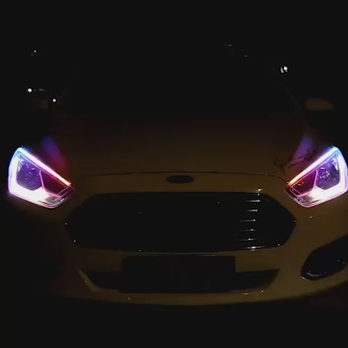 DRL RGB Pisca Dinâmico em ação iluminação exterior faróis automóvel carro