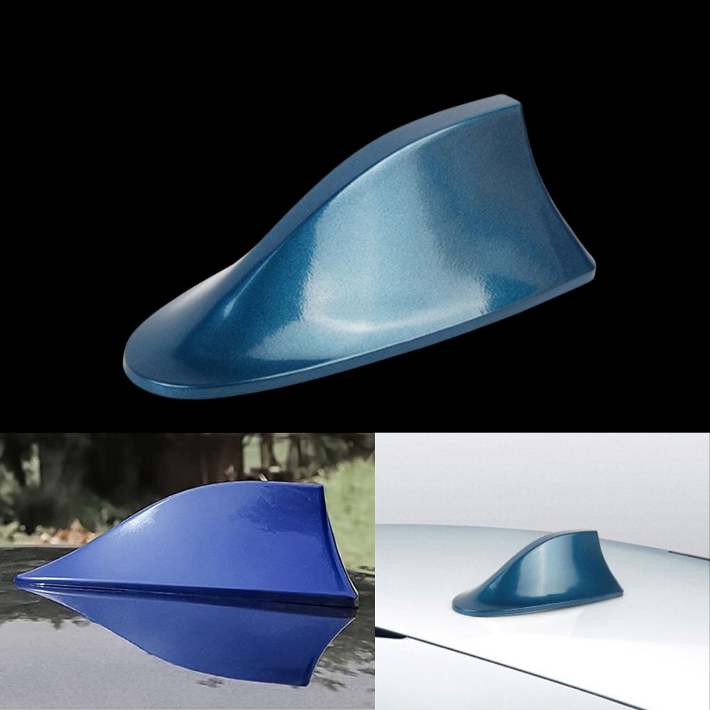 Antena de rádio FM cor azul estilo barbatana de tubarão, acessório moderno para carro