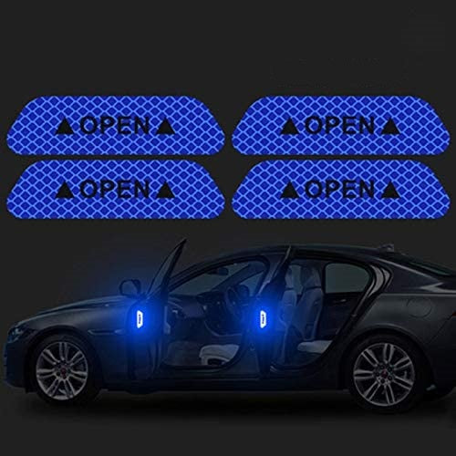 Autocolante Refletor para Porta na cor azul exemplo viajar de noite carro automóvel