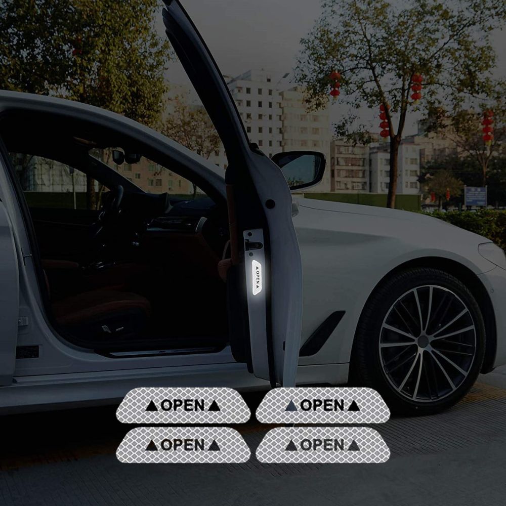 Autocolante Refletor para Porta na cor branca viajar de noite carro automóvel