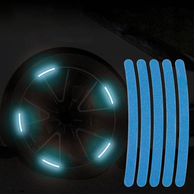 Autocolantes Refletores para Jantes na cor azul na roda do carro automóvel
