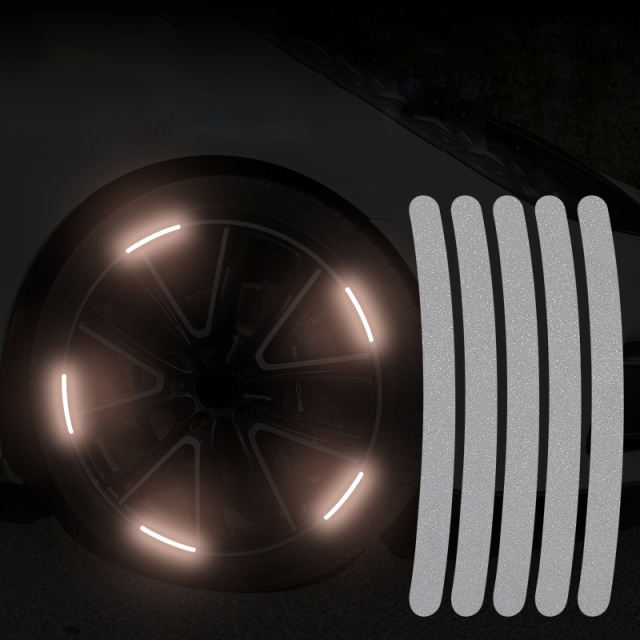 Autocolantes Refletores para Jantes na cor branco na roda do carro automóvel