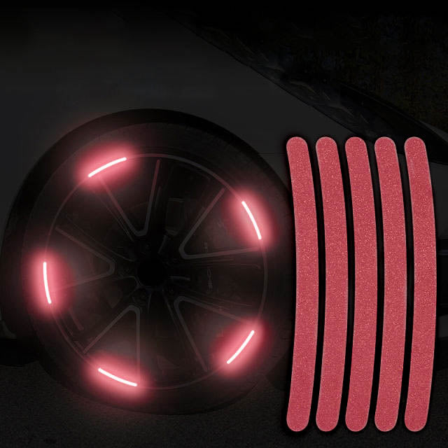 Autocolantes Refletores para Jantes na cor vermelho na roda do carro automóvel