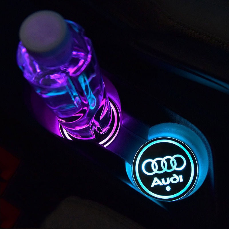 Base de Copos LED Com Logótipo Acessório Automóvel Carro Audi