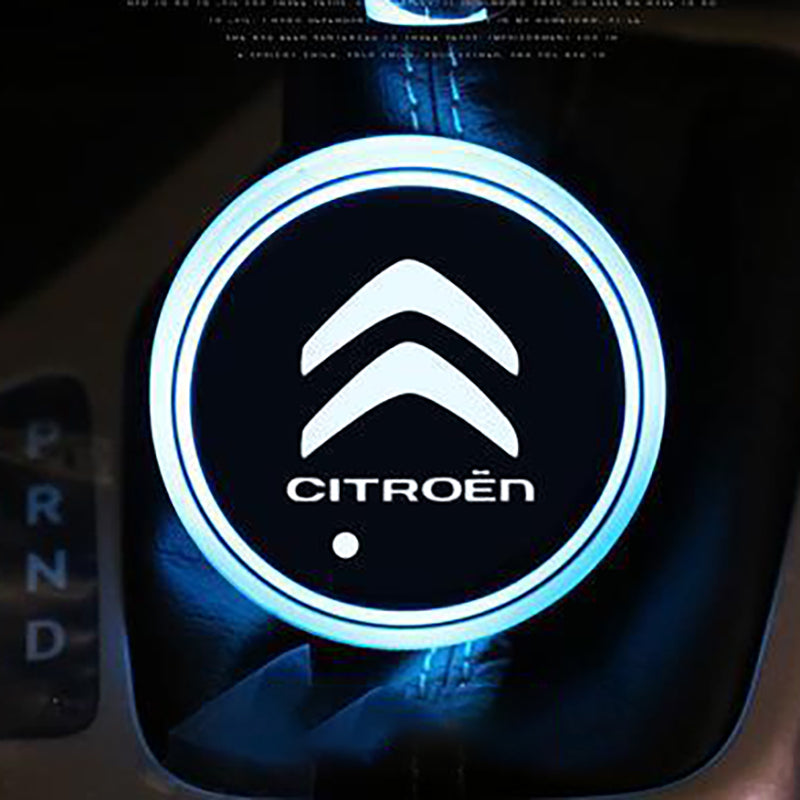 Base de Copos LED Com Logótipo Acessório Iluminação Automóvel Carro Citroen