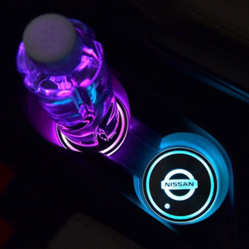 Base de Copos LED Com Logótipo Acessório Iluminação Automóvel Carro Nissan