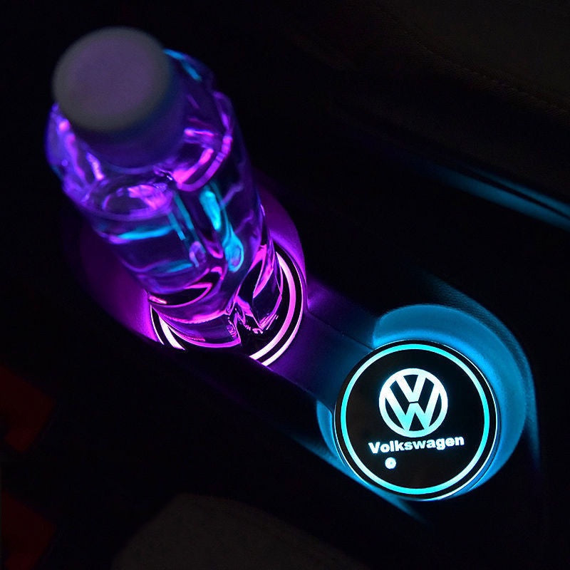 Base de Copos LED Com Logótipo Acessório Automóvel Carro Volkswagen