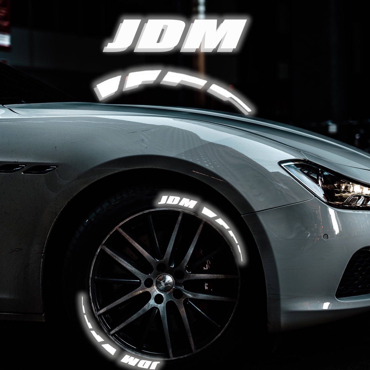 Decoração Refletiva para pneus com a palavra jdm para fãs de carros japoneses, autocolante para colocar na roda do automóvel