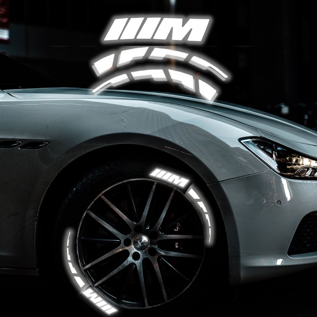 Decoração Refletiva para pneus autocolante com a descrição 3M para fãs de BMW M Performance para colocar na roda do automóvel
