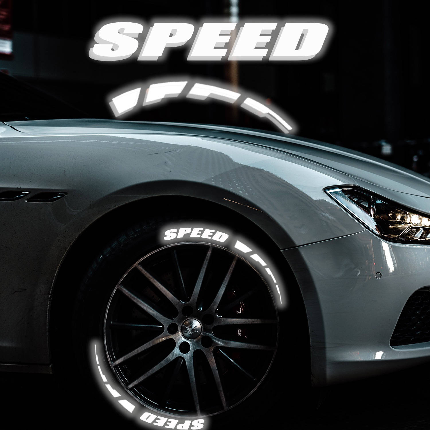 Decoração Refletiva para pneus com a palavra speed para colar na roda do carro para personalizar o automóvel em estilo desportivo