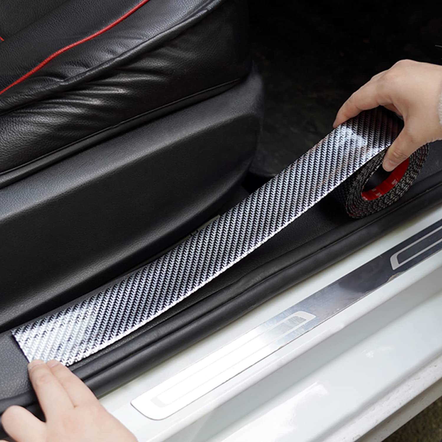 Montagem Fita Anti-Riscos Fibra de Carbono exterior do carro automóvel