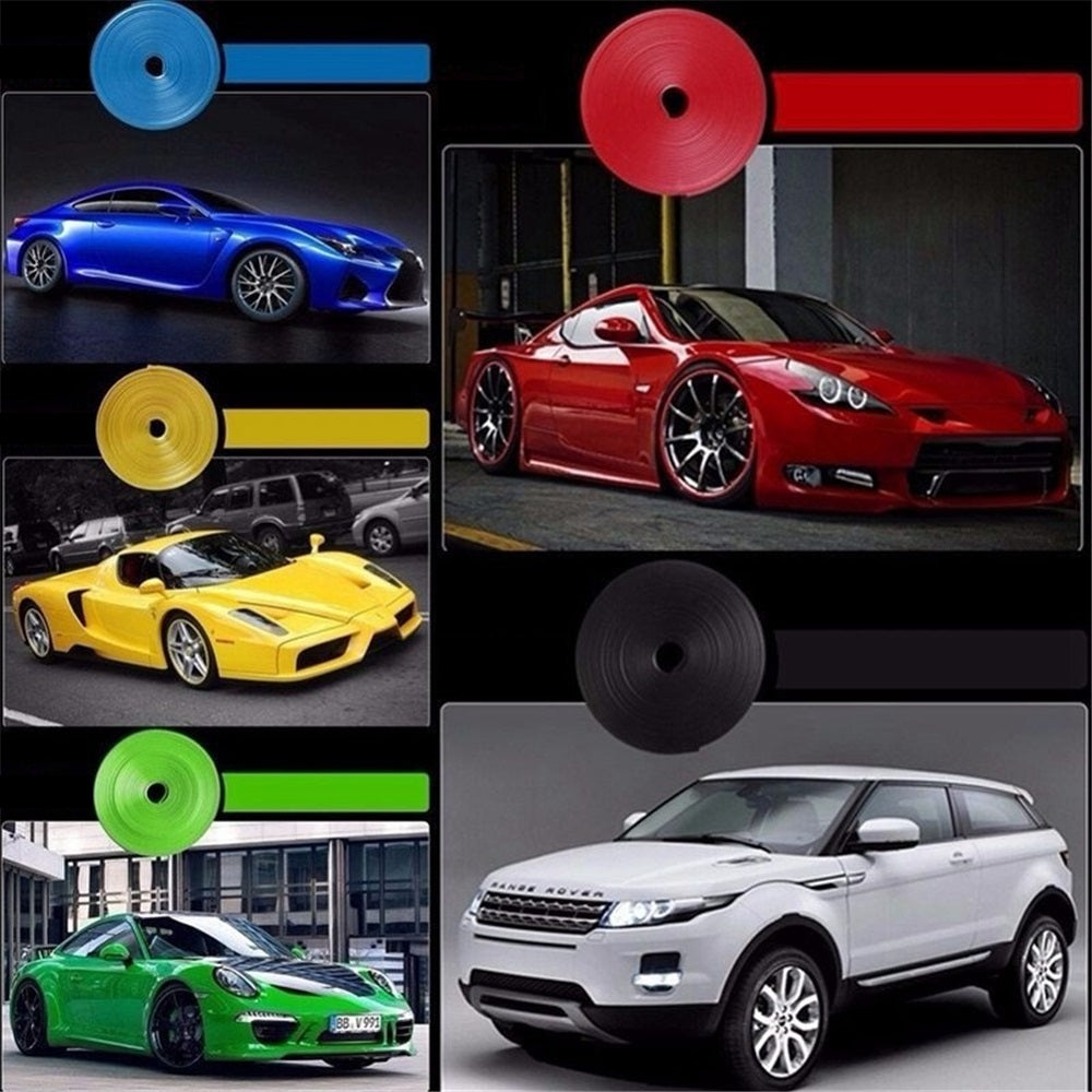 Exemplos de carros com jantes personalizadas com fita decorativa em várias cores