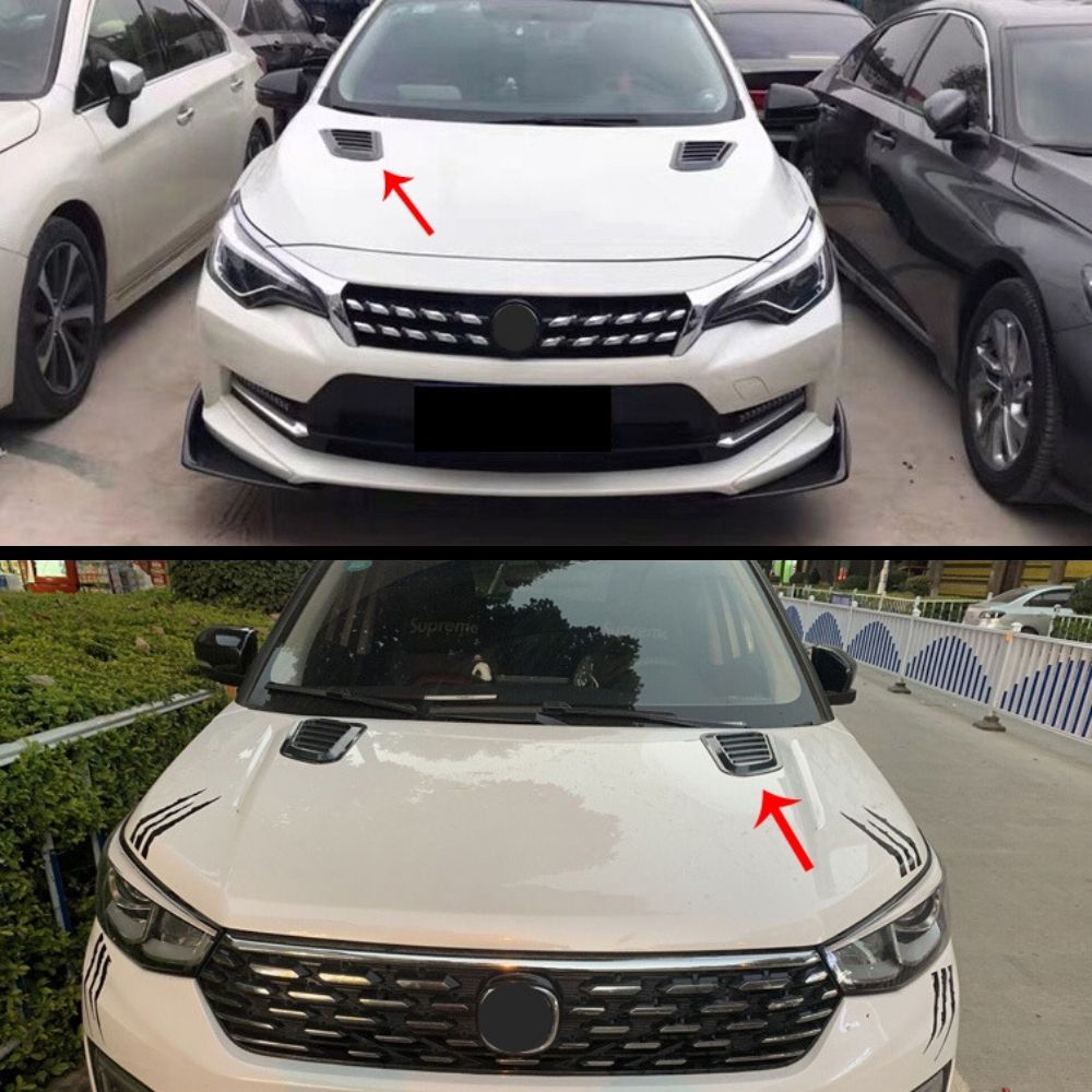 acessório Grade ventilação para capô em carro branco exemplo design discreto 