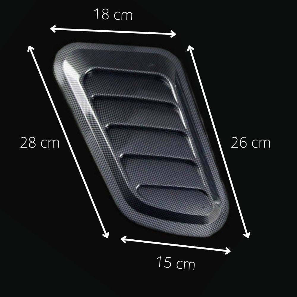 dimensões tamanho da Grade Ventilação para Capô com efeito fibra de carbono para personalização exterior do carro automóvel