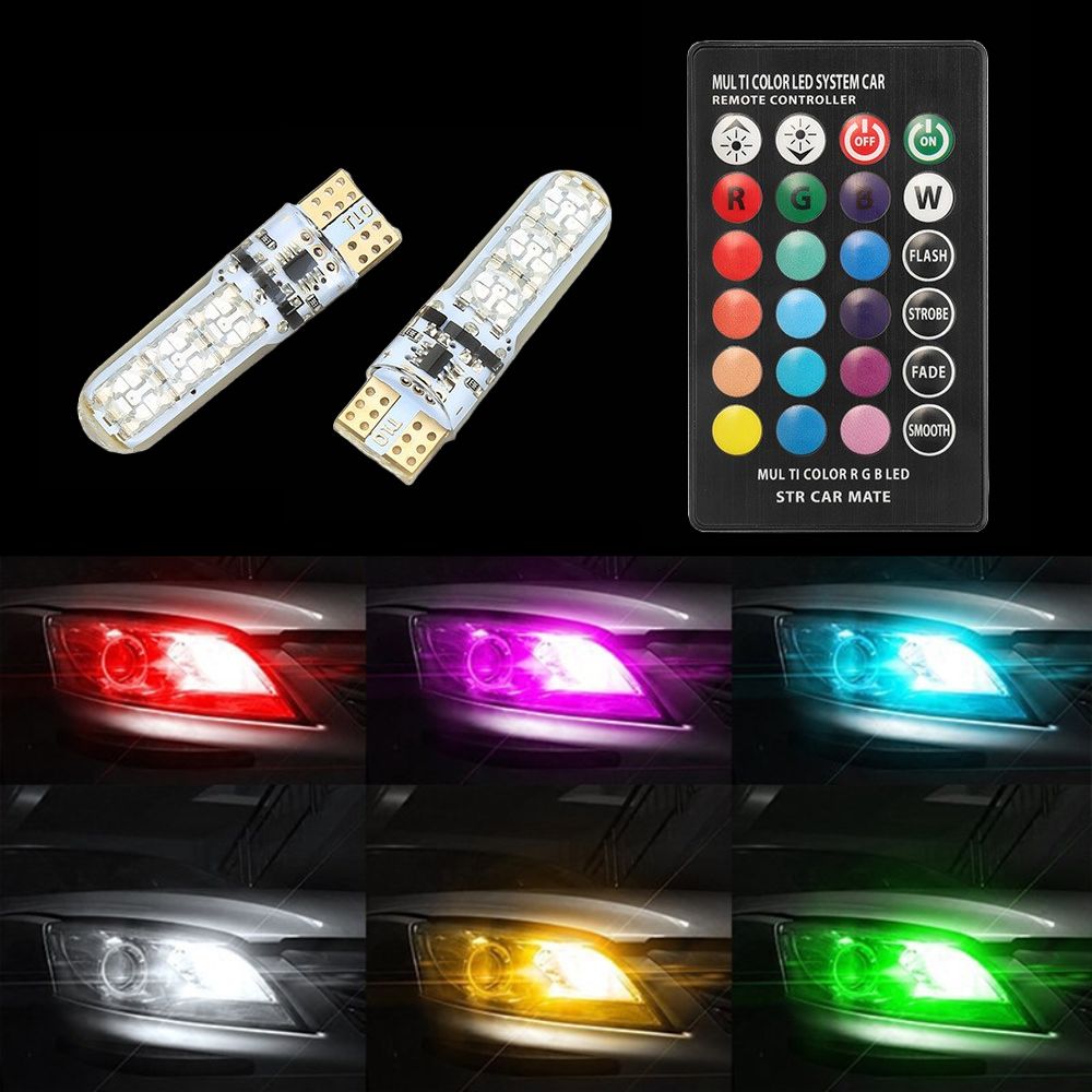 Lâmpadas T10 RGB iluminação carro automóvel faróis várias cores