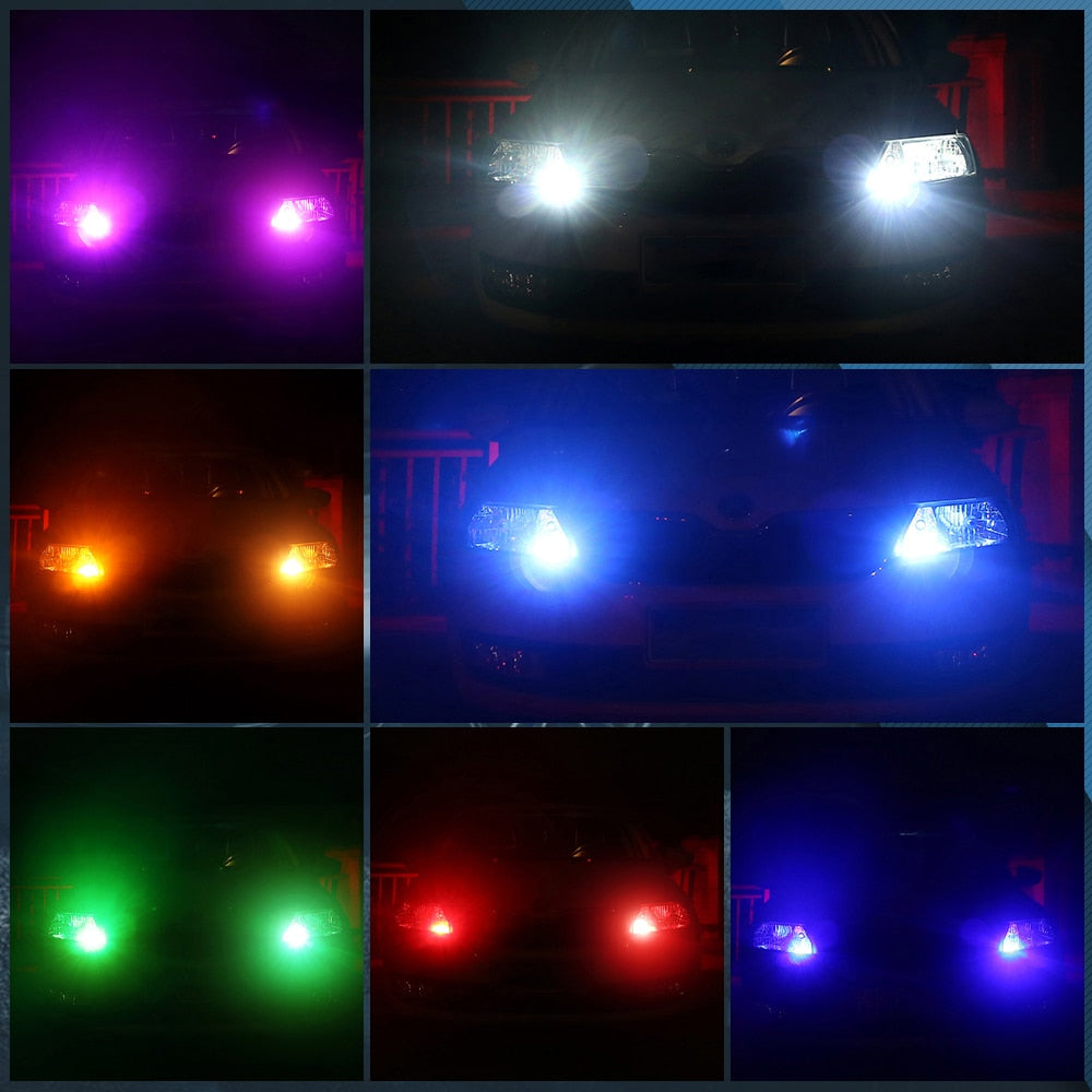 Lâmpadas T10 RGB iluminação carro várias cores e exemplos rgb