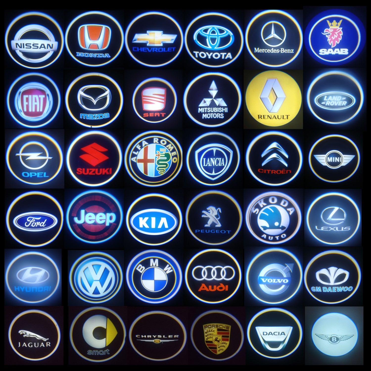 Luzes Cortesia com Logotipo várias marcas de carro